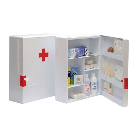 BOTIQUIN PLASTICO EXTRADURO CON MATERIAL PARA PRIMEROS AUXILIOS
