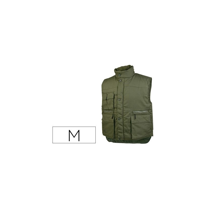 CHALECO DELTAPLUS MULTIBOLSILLOS CON CREMALLERA CINTURA ELASTICA PROTEGE RI?ONES COLOR VERDE TALLA M