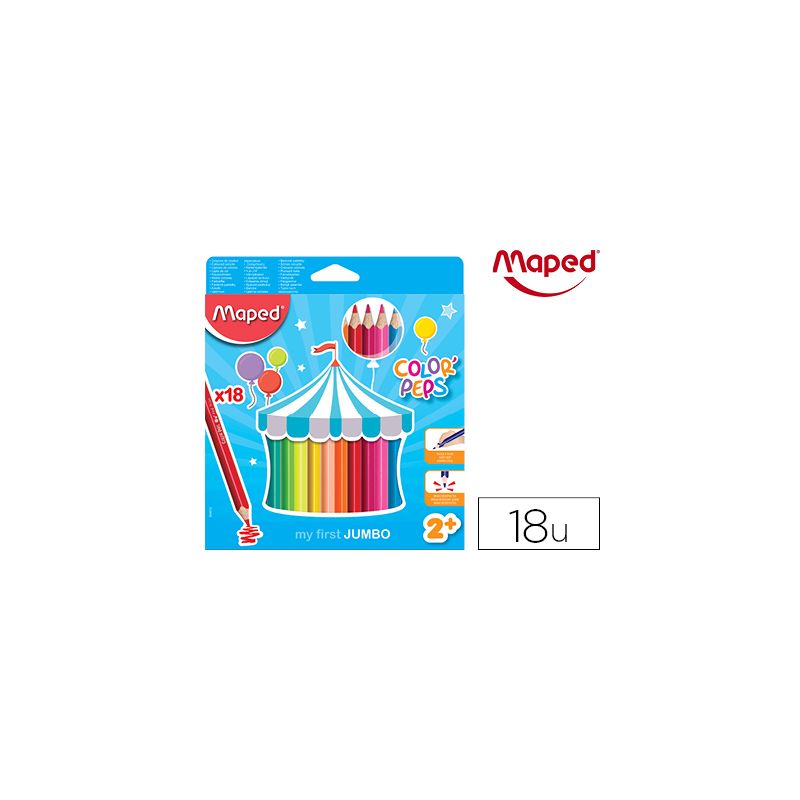 LAPICES DE COLORES MAPED COLOR PEPS JUMBO BLISTER DE 18 ...