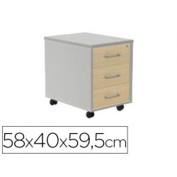 CAJONERA ROCADA CON TRES CAJONES SERIE STORE 58X40X59,5 CM ACABADO AB02 ALUMINIO/GRIS