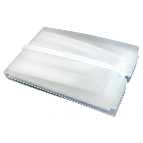 PORTAMASCARILLA PARDO PLEGABLE POLIPROPILENO TRANSPARENTE 10X60X90 MM