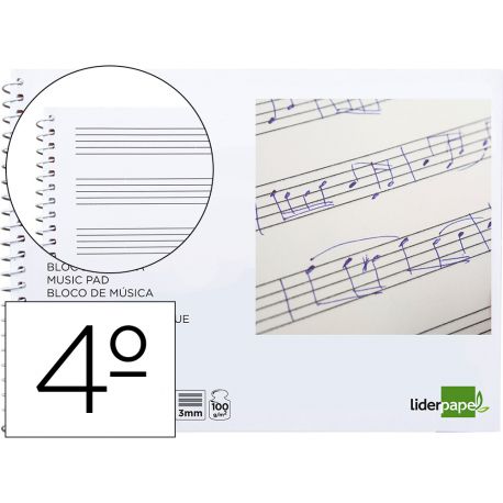 BLOC MUSICA LIDERPAPEL PENTAGRAMA 3MM CUARTO 20 HOJAS 100G/M2 BLOC MUSICA LIDERPAPEL PENTAGRAMA 3MM CUARTO 20 HOJAS 100G/M2