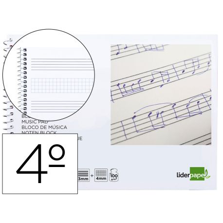BLOC MUSICA LIDERPAPEL PENTAGRAMA 2MM CON ANOTACIONES CUARTO 20 HOJAS 100G/M2 BLOC MUSICA LIDERPAPEL PENTAGRAMA 2MM CON ANOTACIONES CUARTO 20 HOJAS 100G/M2