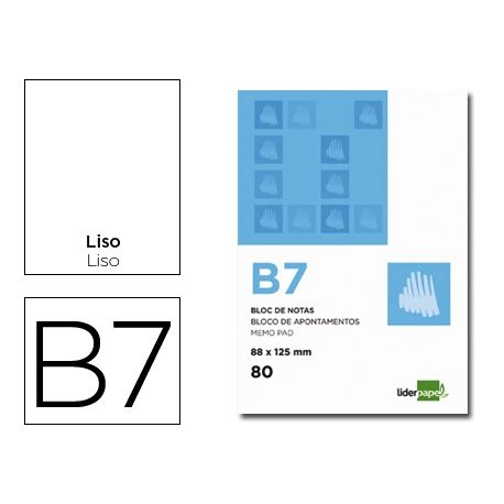 BLOC NOTAS LIDERPAPEL LISO B7 80 HOJAS 60G/M2 PERFORADO BLOC NOTAS LIDERPAPEL LISO B7 80 HOJAS 60G/M2 PERFORADO
