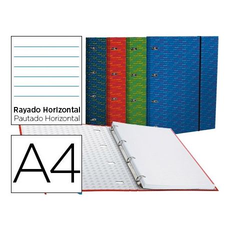 CARPETA CON RECAMBIO LIDERPAPEL A4 HORIZONTAL FORRADA 4 ANILLAS 20MM CARPETA CON RECAMBIO LIDERPAPEL A4 HORIZONTAL FORRADA 4 ANILLAS 20MM