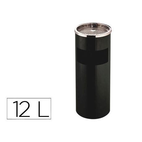 CENICERO PAPELERA METALICO Q-CONNECT NEGRO -61,5X25 CM CON RECOGECOLILLAS CENICERO PAPELERA METALICO Q-CONNECT NEGRO -61,5X25 CM CON RECOGECOLILLAS