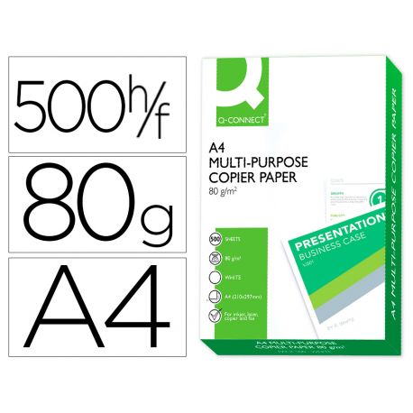 PAPEL FOTOCOPIADORA Q-CONNECT DIN A4 80 GRAMOS -PAQUETE DE 500 HOJAS