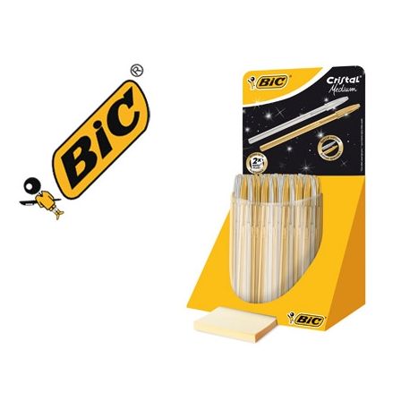 BOLIGRAFO BIC CRISTAL LINEA CELEBRATION DORADO Y PLATEADO EXPOSITOR BOLIGRAFO BIC CRISTAL LINEA CELEBRATION DORADO Y PLATEADO EXPOSITOR