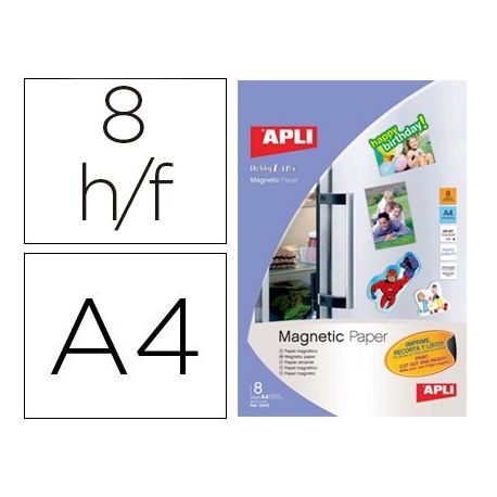PAPEL MAGNETICO APLI BLANCO DIN A4 PARA IMPRESORAS INKJET PAQUETE DE 8 HOJAS PAPEL MAGNETICO APLI BLANCO DIN A4 PARA IMPRESORAS INKJET PAQUETE DE 8 HOJAS