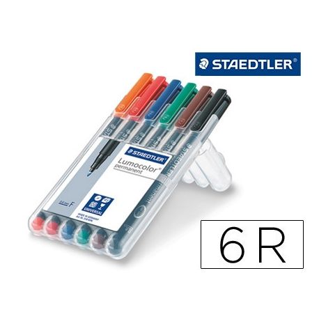 ROTULADOR STAEDTLER LUMOCOLOR RETROPROYECCION PUNTA DE FIBRA PERMANENTE 318 WP ESTUCHE 6 COLORES ROTULADOR STAEDTLER LUMOCOLOR RETROPROYECCION PUNTA DE FIBRA PERMANENTE 318 WP ESTUCHE 6 COLORES