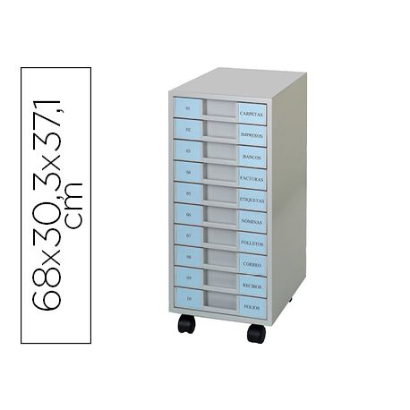 ARCHIVADOR METALICO CLEN 10 BANDEJAS PLASTICO DE 5,5 CM DE ALTURA CON