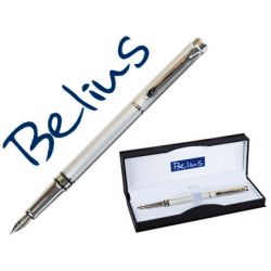 PLUMA BELIUS NUREMBERG GRIS TINTA AZUL EN ESTUCHE