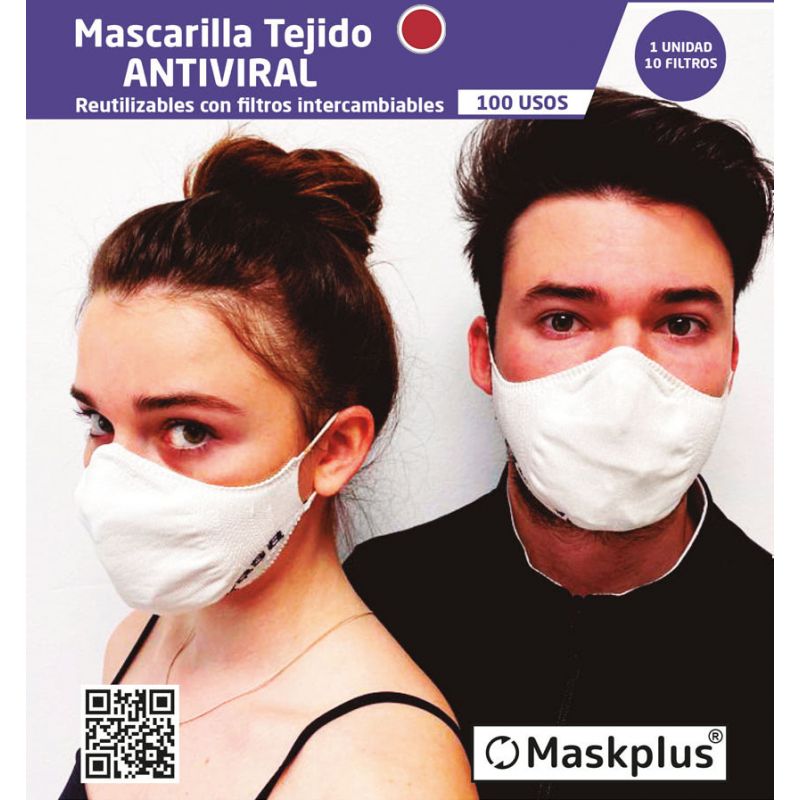 Mascarilla Maskplus Adulto con 10 filtros de papel (Granate)