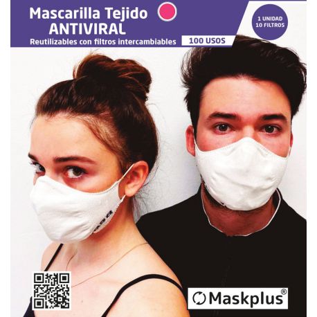 Mascarilla Maskplus Adulto con 10 filtros de papel (Fucsia)