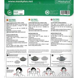 50 recambios de filtro de papel para mascarilla Maskplus. 