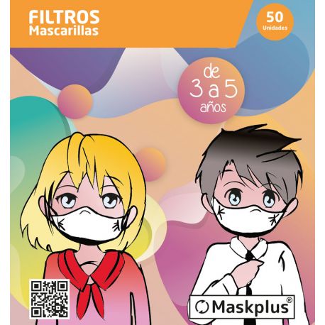 50 recambios de filtro de papel 3-5 años para mascarillas Maskplus 