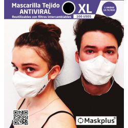 Mascarilla Adultos XL Maskplus con 10 filtros de papel (Negra)