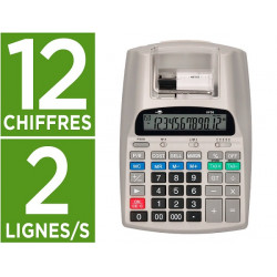 CALCULADORA LIDERPAPEL IMPRESORA PANTALLA PAPEL 58 MM 12 DIGITOS IMPRESION BICOLOR BLANCA 225X158X56