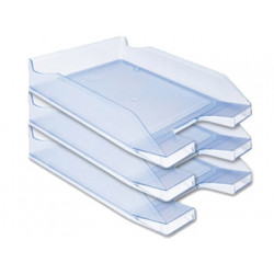 BANDEJA SOBREMESA PLASTICO Q-CONNECT AZUL CLARO TRANSPARENTE 240X70X340 MM