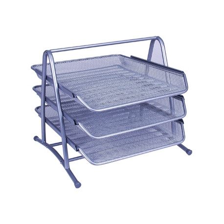 BANDEJA SOBREMESA METALICA Q-CONNECT KF00822 REJILLA PLATA 3 BANDEJAS MOVIBLES 350X278X275 MM