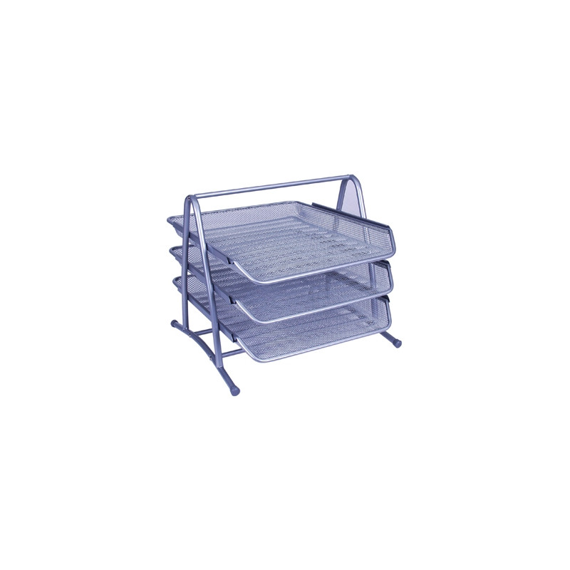 BANDEJA SOBREMESA METALICA Q-CONNECT KF00822 REJILLA PLATA 3 BANDEJAS MOVIBLES 350X278X275 MM