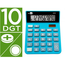 CALCULADORA LIDERPAPEL SOBREMESA XF21 10 DIGITOS SOLAR Y PILAS COLOR AZUL 127X105X24 MM