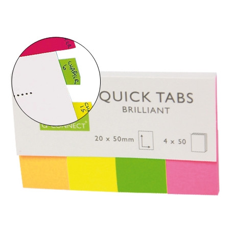 BANDERITAS SEPARADORAS Q-CONNECT 20X50 MM FLUORESCENTE PACK DE 4 CON 50 HOJAS BANDERITAS SEPARADORAS Q-CONNECT 20X50 MM FLUORESCENTE PACK DE 4 CON 50 HOJAS