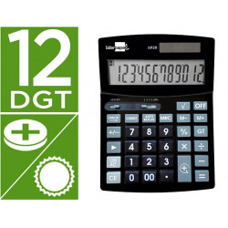 CALCULADORA LIDERPAPEL SOBREMESA XF29 12 DIGITOS SOLAR Y PILAS COLOR NEGRO 190X140X30 MM