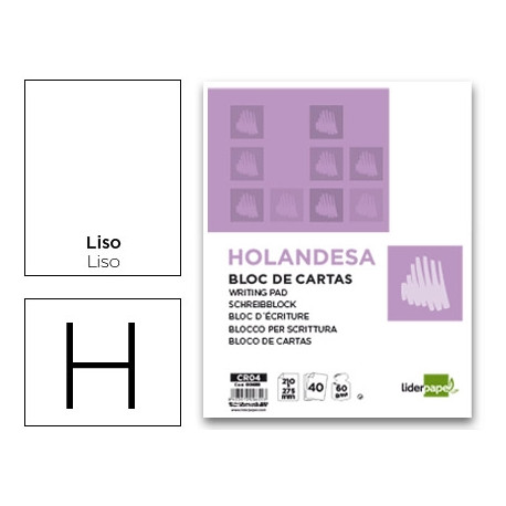BLOC DE CARTAS LIDERPAPEL LISO HOLANDESA 40 HOJAS 60G/M2
