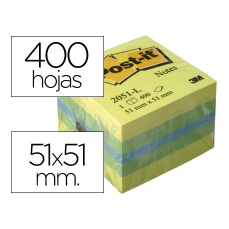 BLOC DE NOTAS ADHESIVAS QUITA Y PON POST-IT 51X51 MM MINICUBO COLOR LIMON 2051-L 400 HOJAS BLOC DE NOTAS ADHESIVAS QUITA Y PON POST-IT 51X51 MM MINICUBO COLOR LIMON 2051-L 400 HOJAS