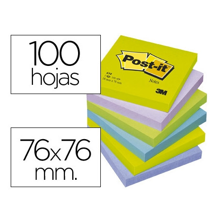 BLOC DE NOTAS ADHESIVAS QUITA Y PON POST-IT 76X76 MM ULTRA INTENSO SURTIDO PACK DE 6 BLOCS BLOC DE NOTAS ADHESIVAS QUITA Y PON POST-IT 76X76 MM ULTRA INTENSO SURTIDO PACK DE 6 BLOCS