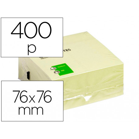 BLOC DE NOTAS ADHESIVAS QUITA Y PON Q-CONNECT 76X76 MM AMARILLO CON 400 HOJAS