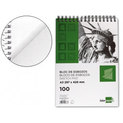 BLOC DIBUJO LIDERPAPEL ESBOZOS ESPIRAL A3 297X420MM 100 HOJAS 90G/M2 SIN RECUADRO