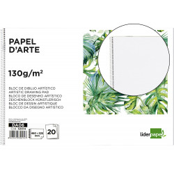 BLOC DIBUJO LIDERPAPEL ARTISTICO ESPIRAL 460X325MM 20 HOJAS 130G M2 SIN RECUADRO PERFORADO