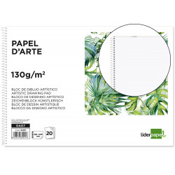 BLOC DIBUJO LIDERPAPEL ARTISTICO ESPIRAL 230X325MM 20 HOJAS 130G/M2 SIN RECUADRO PERFORADO