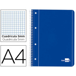 CUADERNO ESPIRAL LIDERPAPEL A4 MICRO SERIE AZUL TAPA BLANDA 80H 80 GR CUADRO5MM CON MARGEN 4 TALADRO