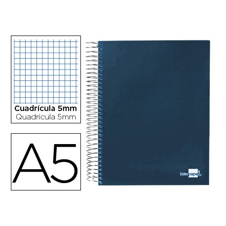 CUADERNO ESPIRAL LIDERPAPEL A5 MICRO PAPERCOAT TAPA FORRADA 140H 75 GR CUADRO5MM 5 BANDAS 6 TALADROS CUADERNO ESPIRAL LIDERPAPEL A5 MICRO PAPERCOAT TAPA FORRADA 140H 75 GR CUADRO5MM 5 BANDAS 6 TALADROS