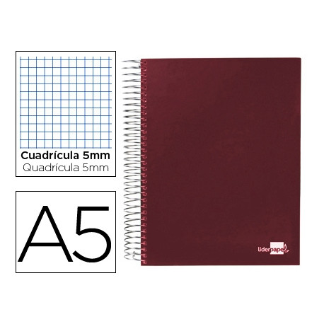 CUADERNO ESPIRAL LIDERPAPEL A5 MICRO PAPERCOAT TAPA FORRADA 140H 75 GR CUADRO5MM 5 BANDAS 6 TALADROS CUADERNO ESPIRAL LIDERPAPEL A5 MICRO PAPERCOAT TAPA FORRADA 140H 75 GR CUADRO5MM 5 BANDAS 6 TALADROS