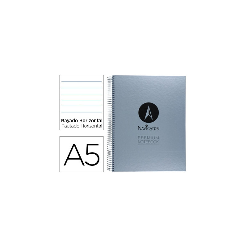 CUADERNO ESPIRAL NAVIGATOR A5 MICRO TAPA FORRADA 120H 90 GR HORIZONTAL SIN BANDAS 6 TALADROS