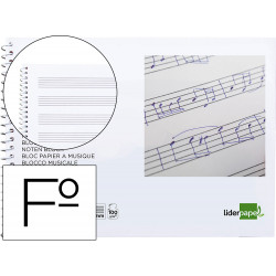 BLOC MUSICA LIDERPAPEL PENTAGRAMA 3MM FOLIO APAISADO 20 HOJAS 100G/M2