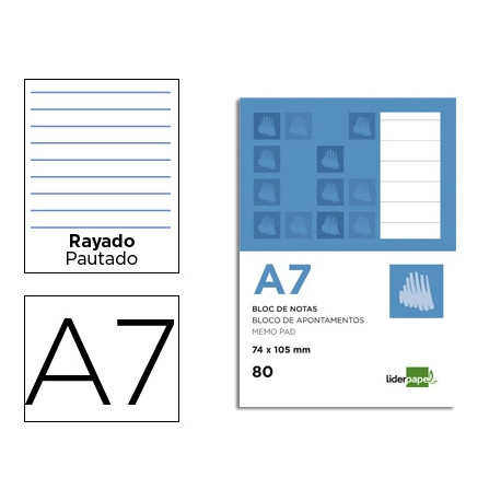 BLOC NOTAS LIDERPAPEL HORIZONTAL A7 80 HOJAS 60G/M2 PERFORADO