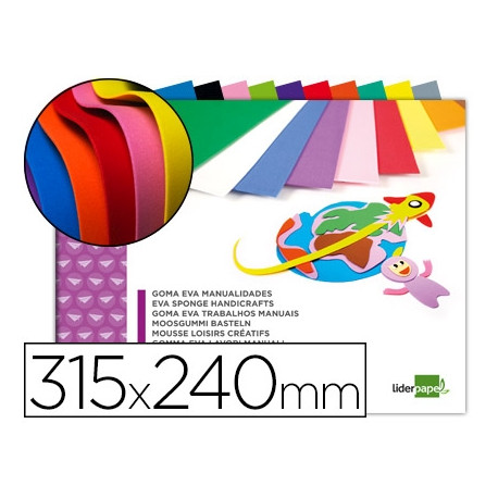 BLOC TRABAJOS MANUALES LIDERPAPEL GOMA EVA 240X315MM 10 HOJAS COLORES SURTIDOS