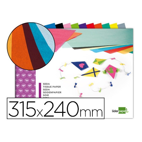 BLOC TRABAJOS MANUALES LIDERPAPEL SEDA 240X315MM 10 HOJAS COLORES SURTIDOS