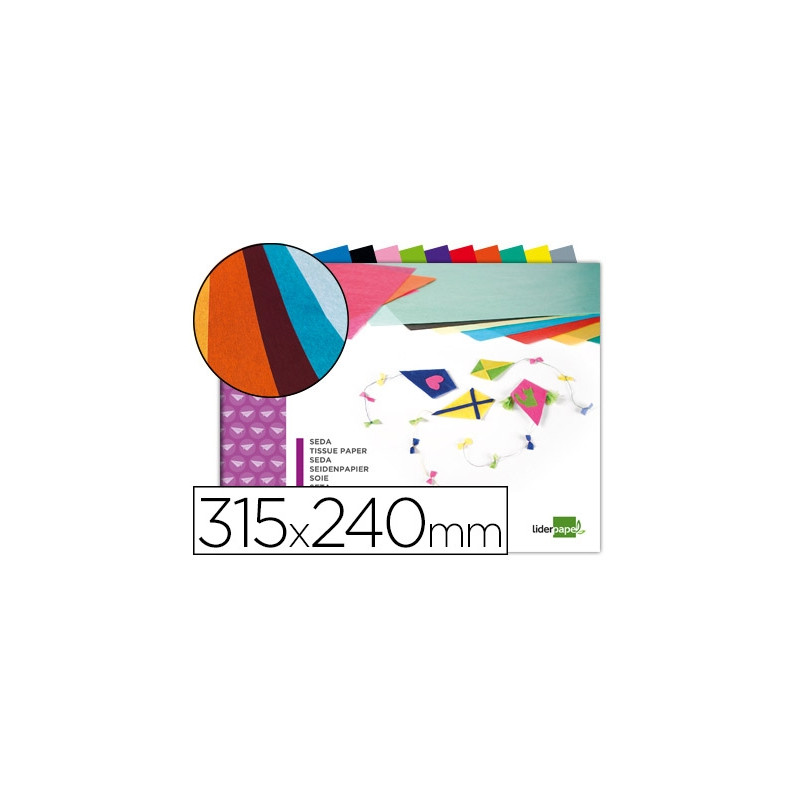 BLOC TRABAJOS MANUALES LIDERPAPEL SEDA 240X315MM 10 HOJAS COLORES SURTIDOS