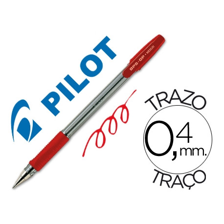 BOLIGRAFO PILOT BPS-GP ROJO SUJECION DE CAUCHO TINTA BASE DE ACEITE CON CAPUCHON