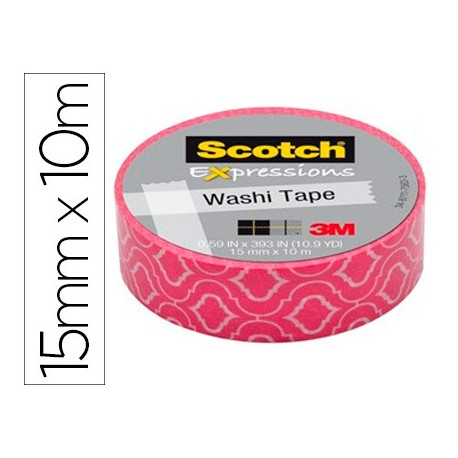 CINTA ADHESIVA SCOTCH WASHI TAPES PAPEL DE ARROZ FANTASIA ROSA GEOMETRICO 10 MT X 15 MM CINTA ADHESIVA SCOTCH WASHI TAPES PAPEL DE ARROZ FANTASIA ROSA GEOMETRICO 10 MT X 15 MM