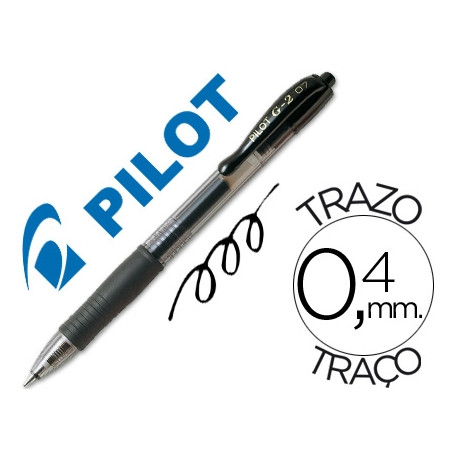 BOLIGRAFO PILOT G-2 NEGRO TINTA GEL RETRACTIL SUJECION DE CAUCHO
