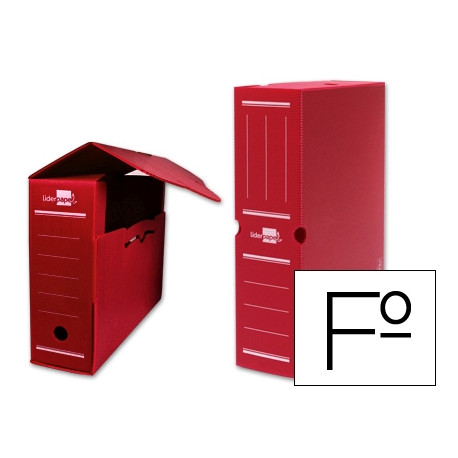 CAJA ARCHIVO DEFINITIVO PLASTICO LIDERPAPEL ROJO 360X260X100 MM