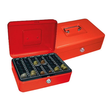 CAJA CAUDALES Q-CONNECT 10" 250X180X90 MM ROJA CON PORTAMONEDAS CAJA CAUDALES Q-CONNECT 10" 250X180X90 MM ROJA CON PORTAMONEDAS