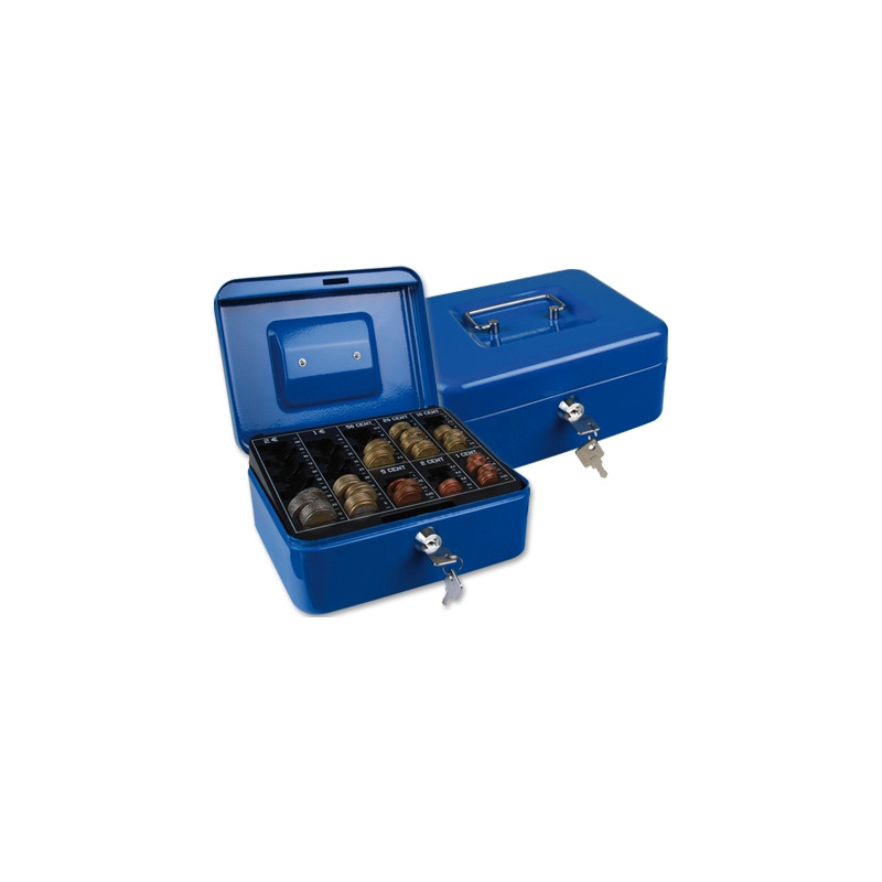 CAJA CAUDALES Q-CONNECT 8" 200X160X90 MM AZUL CON PORTAMONEDAS